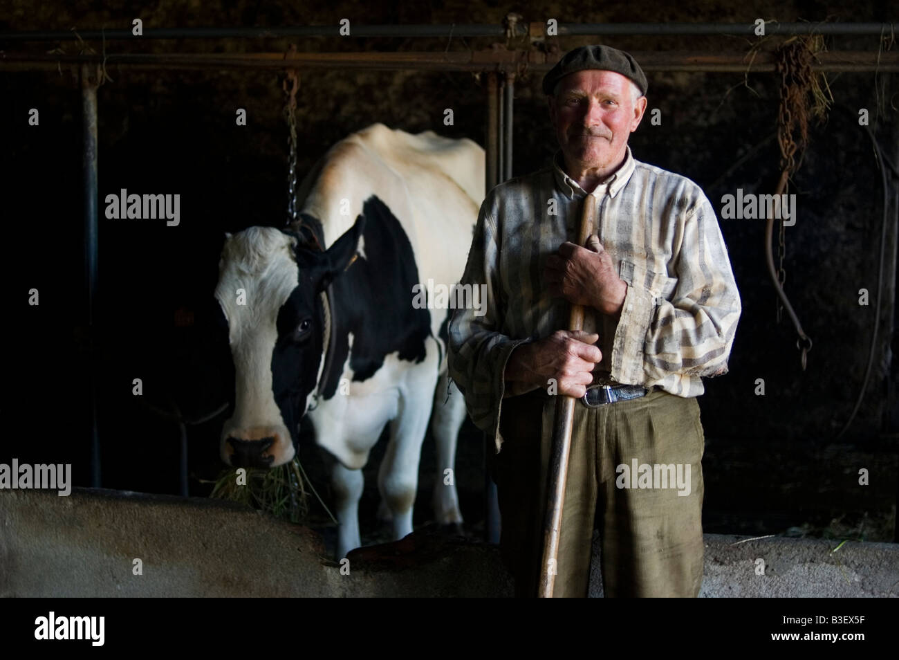 Farmer in the village of Olveiroa WAY OF SAINT JAMES or CAMINO DE SANTIAGO - GALICIA region SPAIN Stock Photo