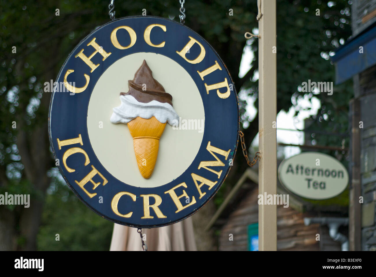 Sign for choc dip ice cream, Waterhead, Lake Windermere, Lake District