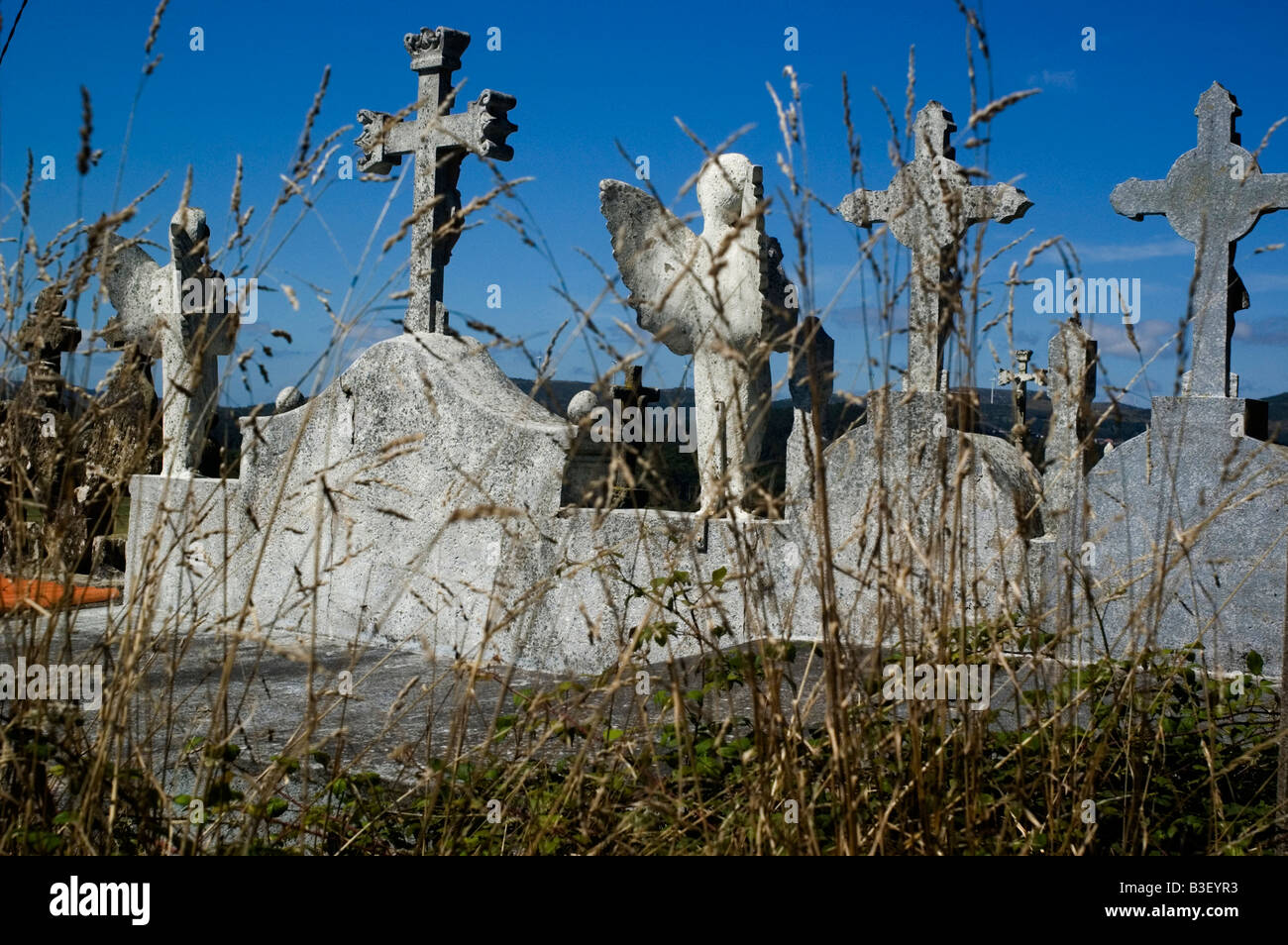 Cemetery WAY OF SAINT JAMES or CAMINO DE SANTIAGO - GALICIA region SPAIN Stock Photo