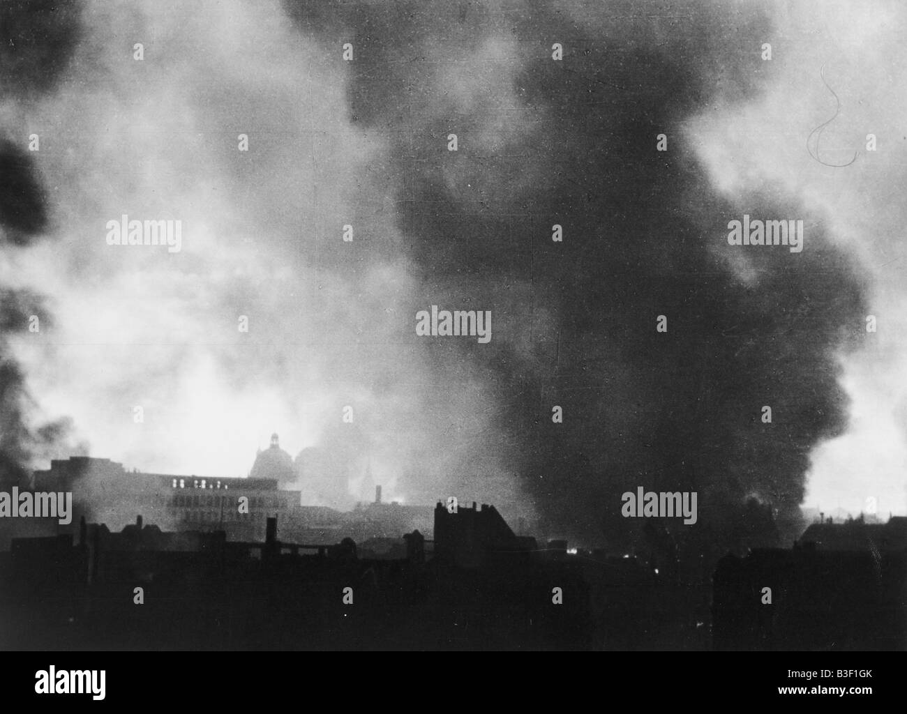 Air raid on Berlin / 1945 Stock Photo
