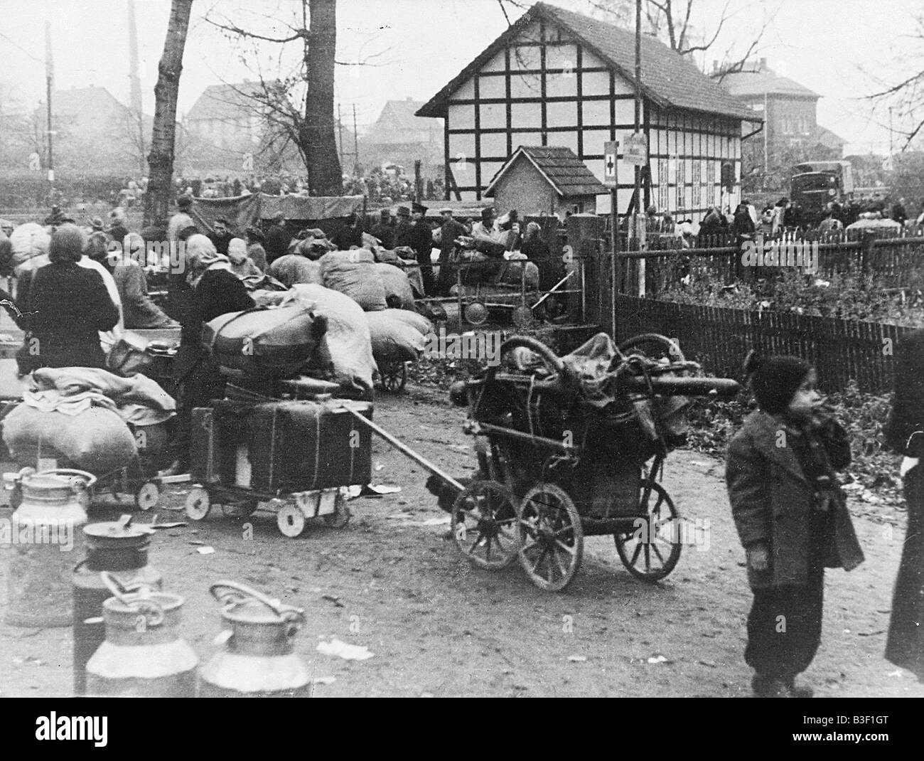 Second World War,Refugee treck Stock Photo