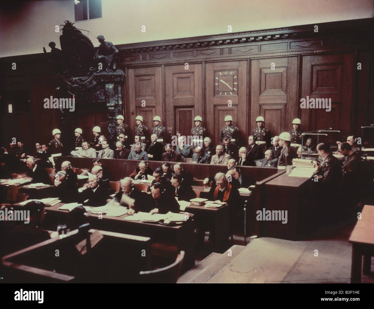 Nuremberg Trial of War Criminals, 1945. Stock Photo