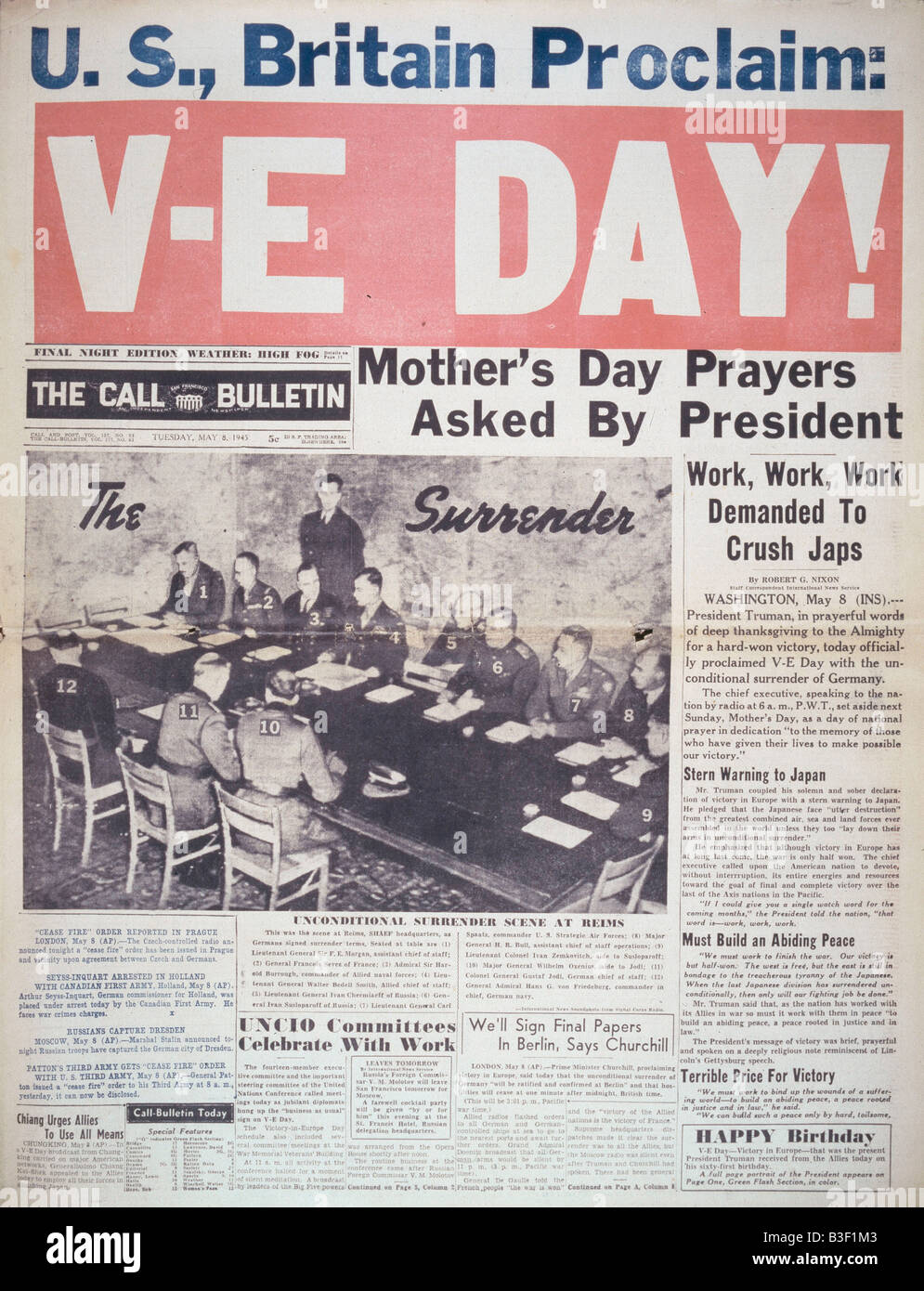 Surrender 7 May 1945 / Title Page. Stock Photo
