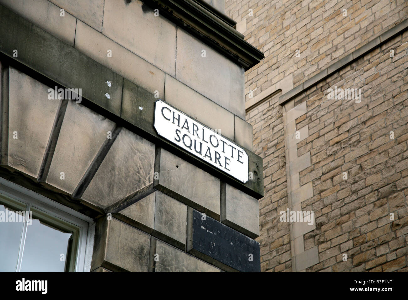 Street sign in Charlotte Square in Edinburgh's New Town Stock Photo