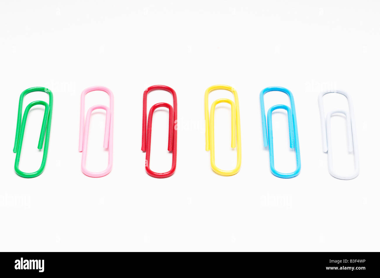 Row of multi colored paper clips Stock Photo Alamy