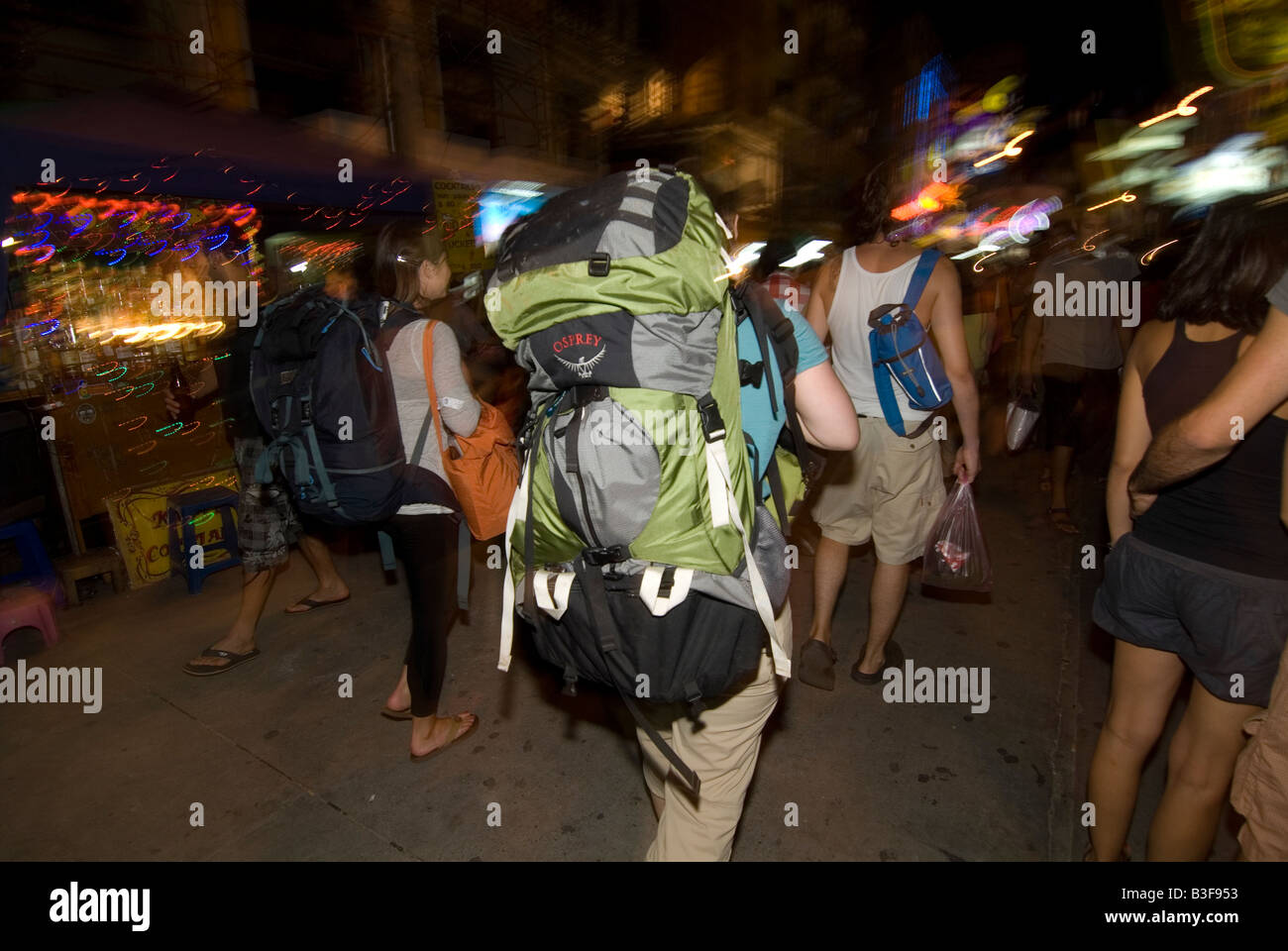 Bacpackers on Khao San Road, Bangkok, Thailand. Stock Photo