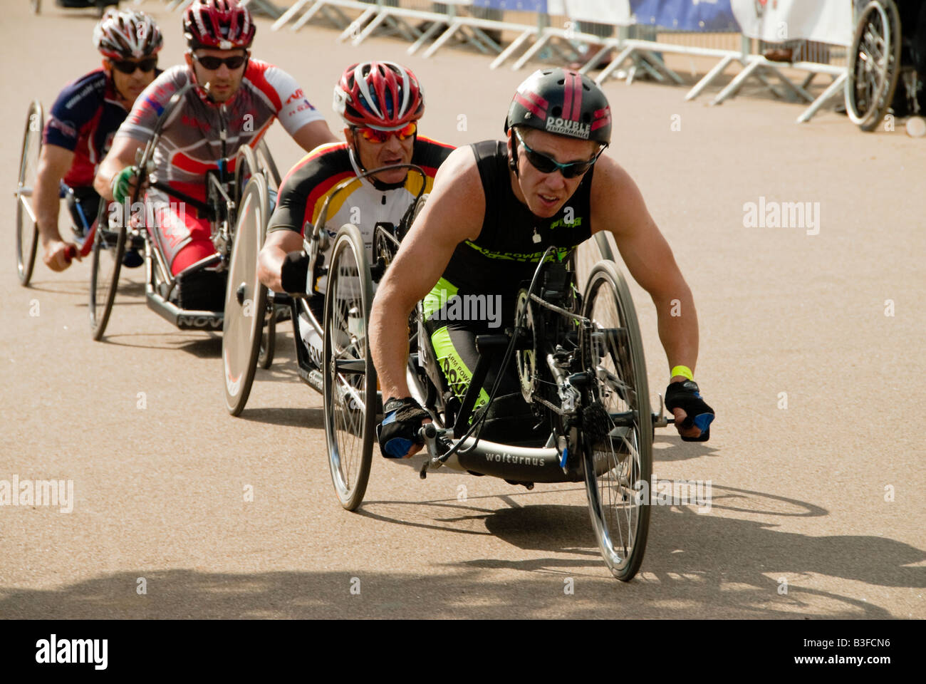 Hand Cycling race Hyde Park Cycling Festival July 2007 Stock Photo