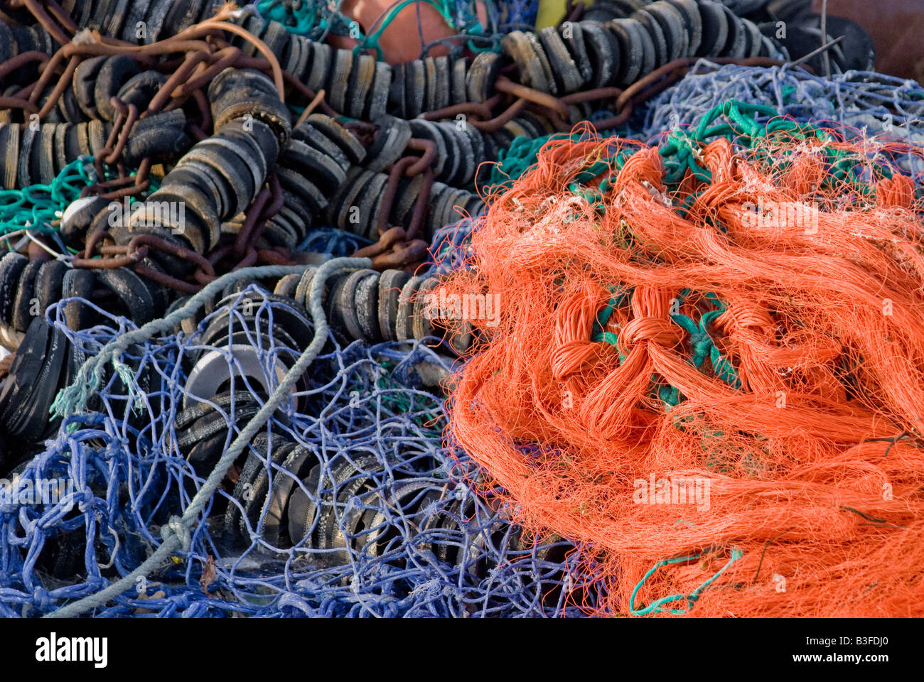 Fishing equipment from trawler, including nets Stock Photo Alamy