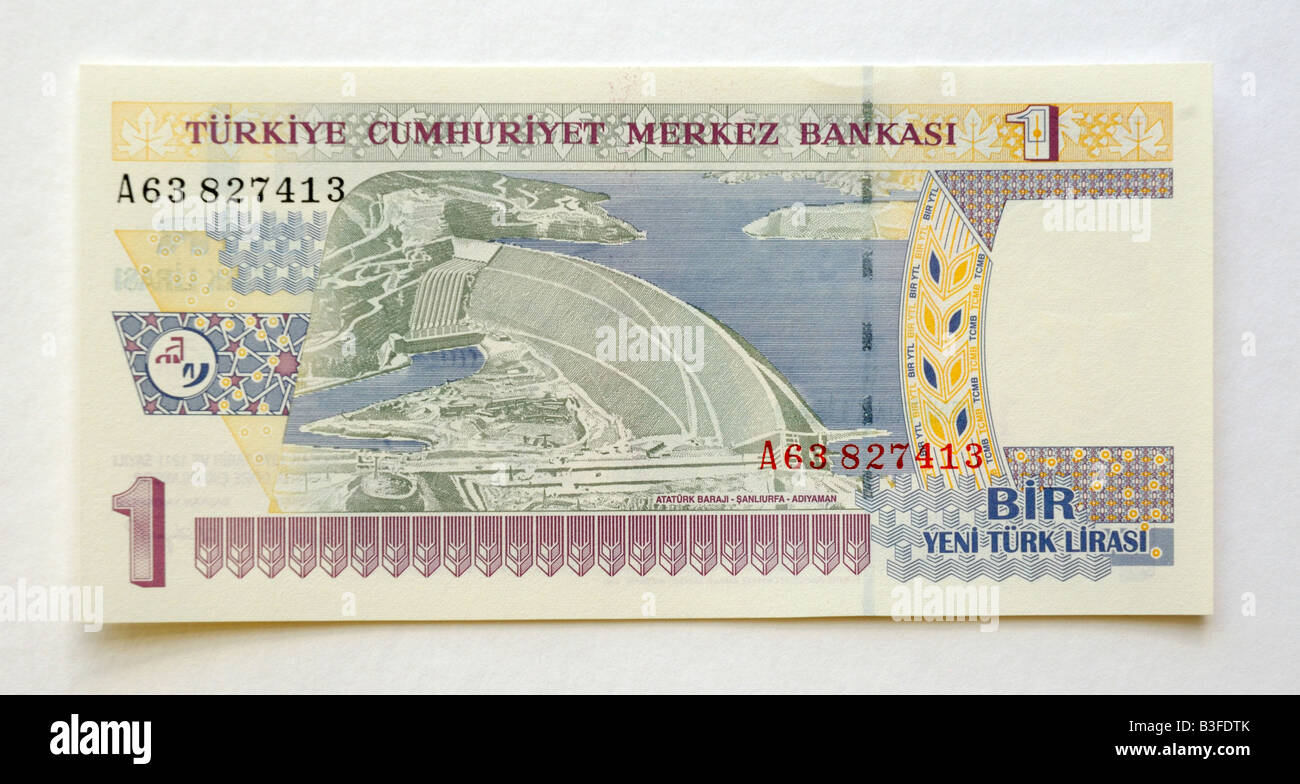 Turkey 1 One Lira Bank Note Stock Photo