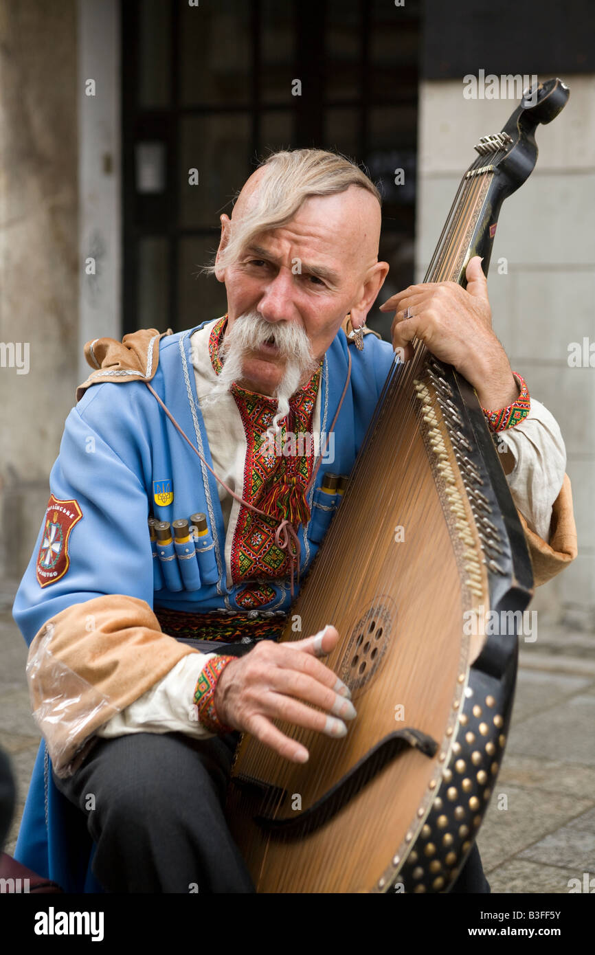 Ukrainian Cossack musician plays the Bandura, an ancient Ukrainian