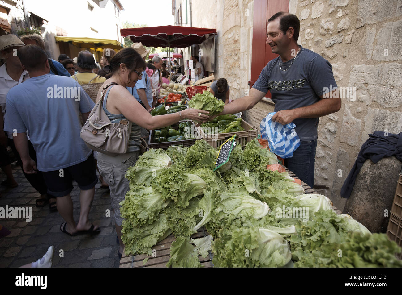 Market day at St Antonin Noble Val Aveyron France Stock Photo Alamy