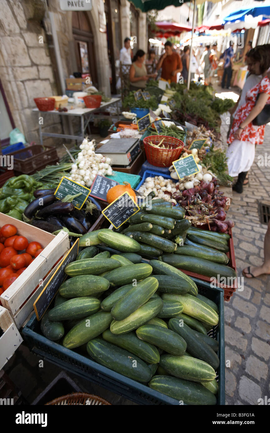 Market day at St Antonin Noble Val Aveyron France Stock Photo Alamy