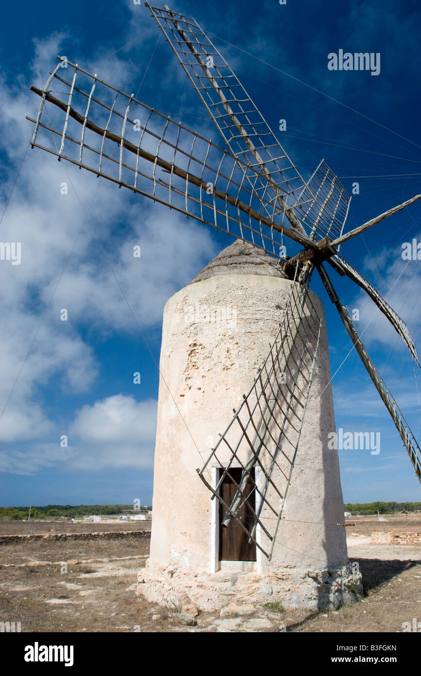 Old mill in Formentera island Stock Photo