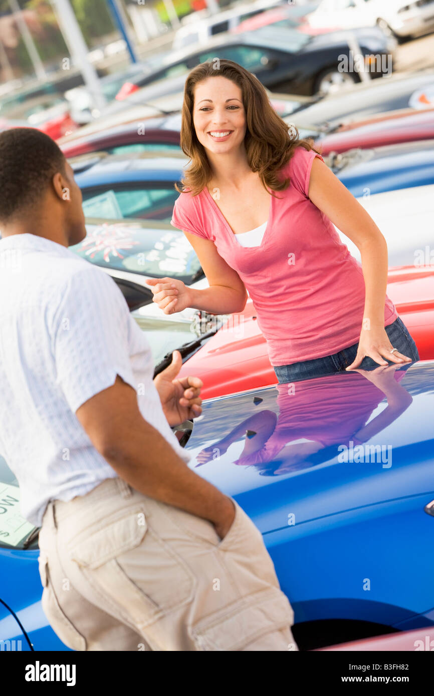 Woman shopping for a new car Stock Photo Alamy