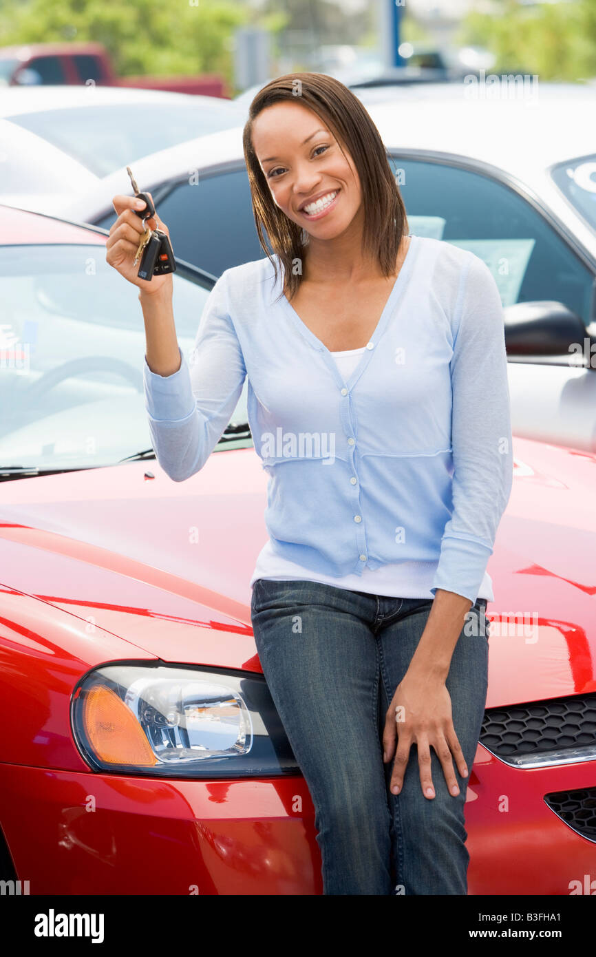 Woman shopping for a new car Stock Photo Alamy