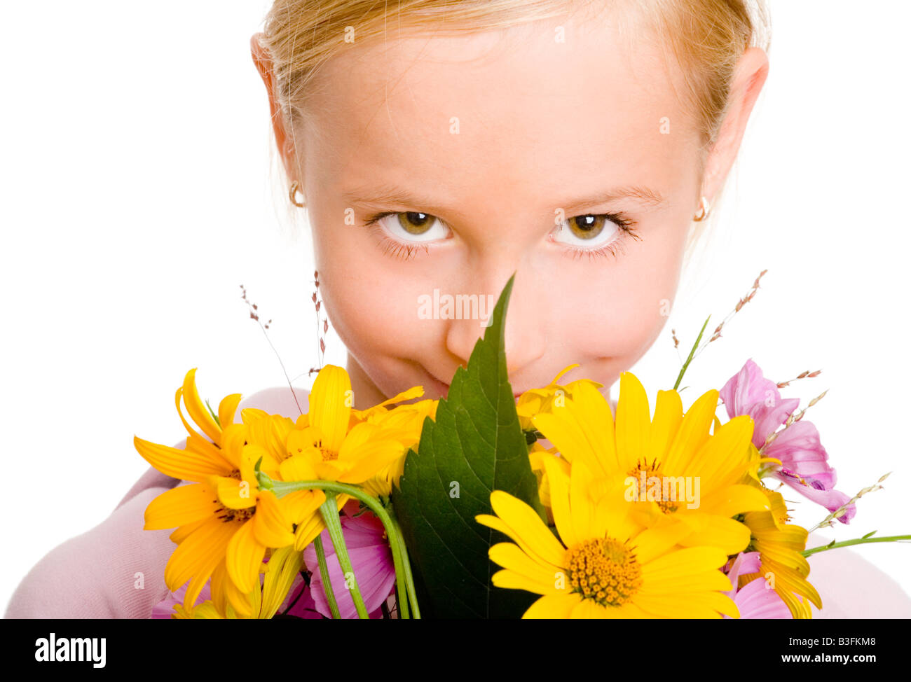 girl with flowers Stock Photo