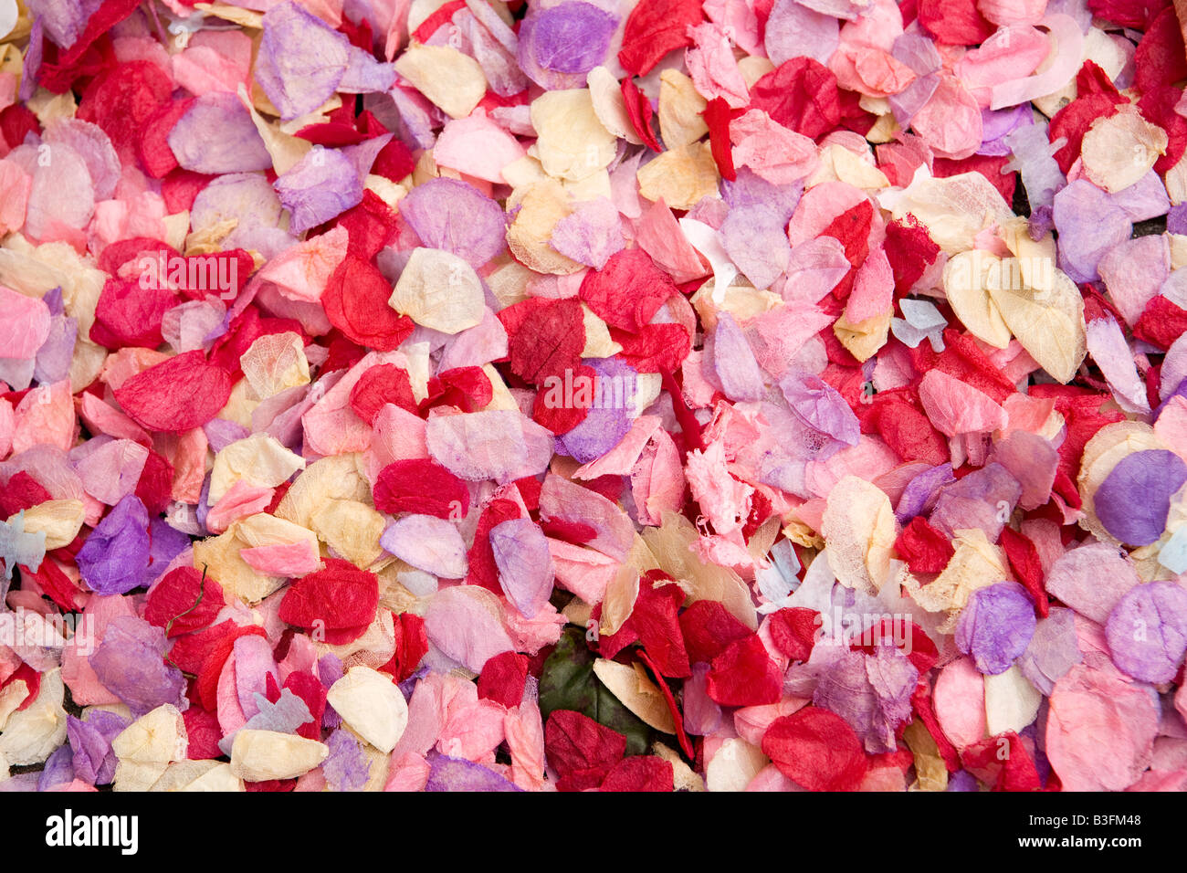 Marriage colourful wedding confetti lying on ground Stock Photo