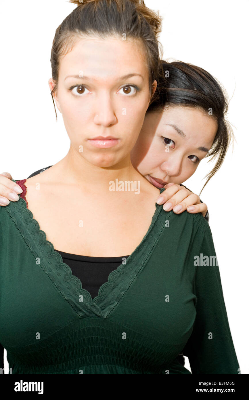 young woman hiding Stock Photo Alamy