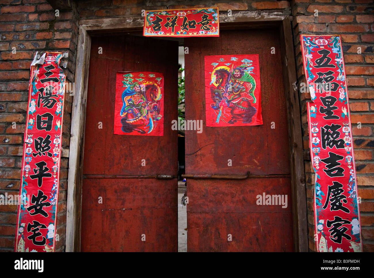 Chinese New Year Decorations With Traditional Sayings Outside