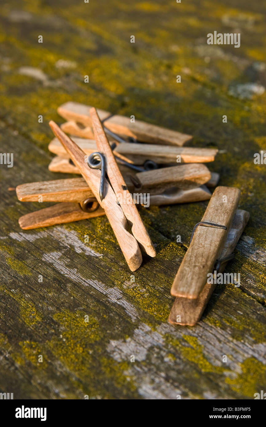 Wooden clothes pegs Stock Photo Alamy