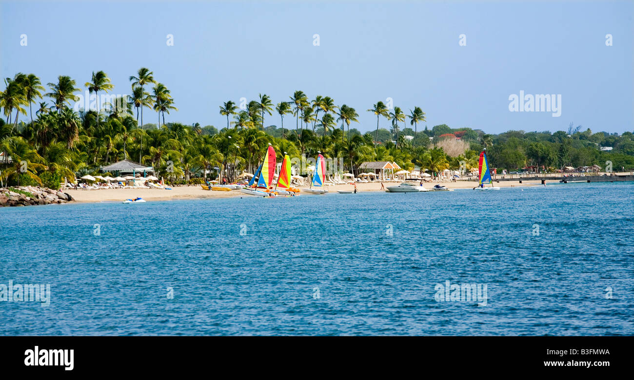 Fabulous Pinneys Beach at the Four Seasons Hotel in Nevis Caribbean Stock Photo