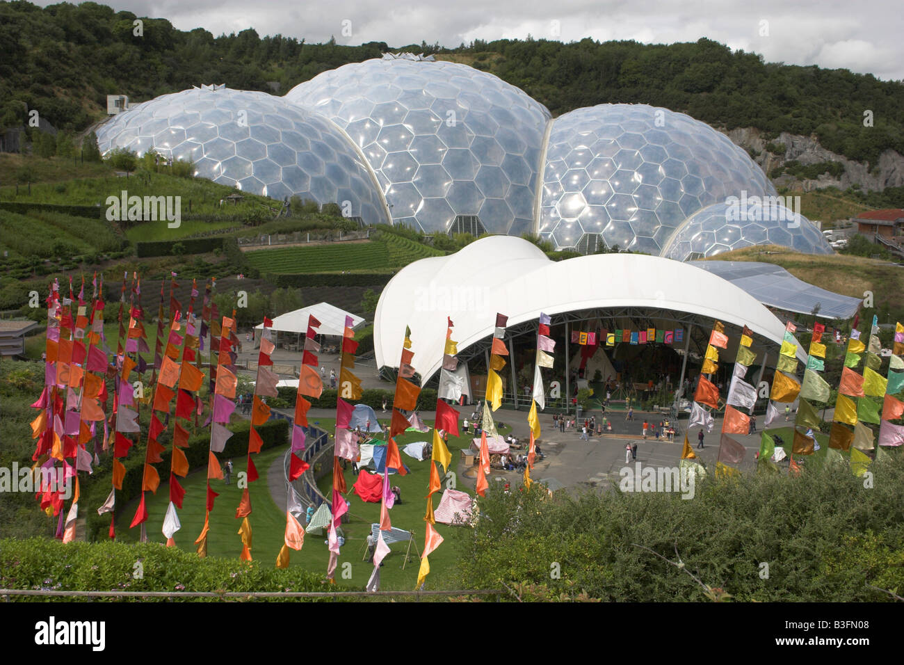 Eden project stage and den building Stock Photo