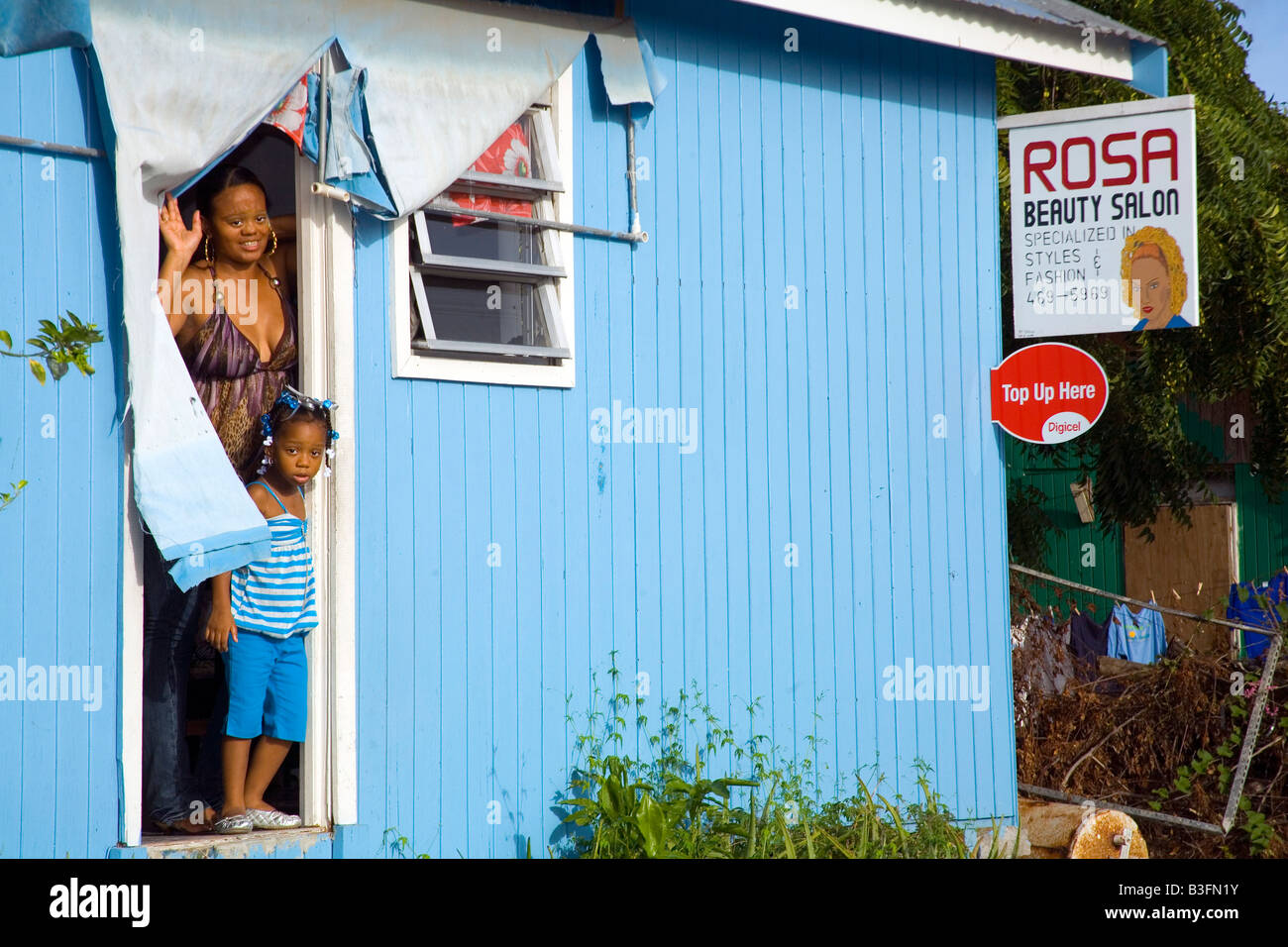 Rosa s Beauty House at Nevis Caribbean Stock Photo