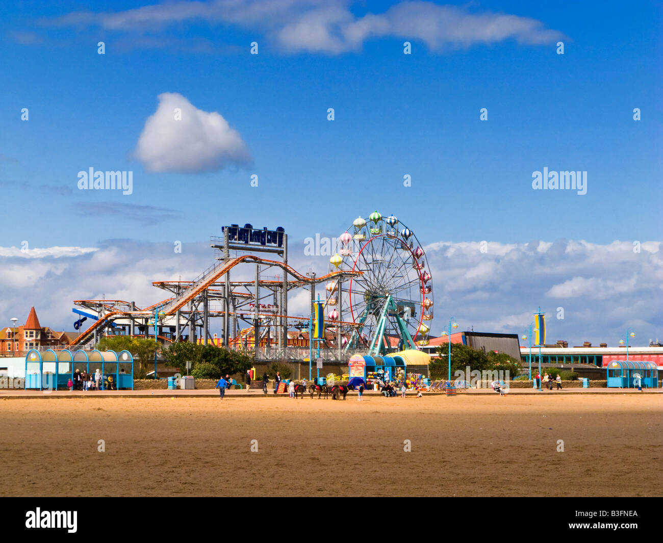 UK seaside at Skegness pleasure beach fairground, Lincolnshire, England ,UK Stock Photo