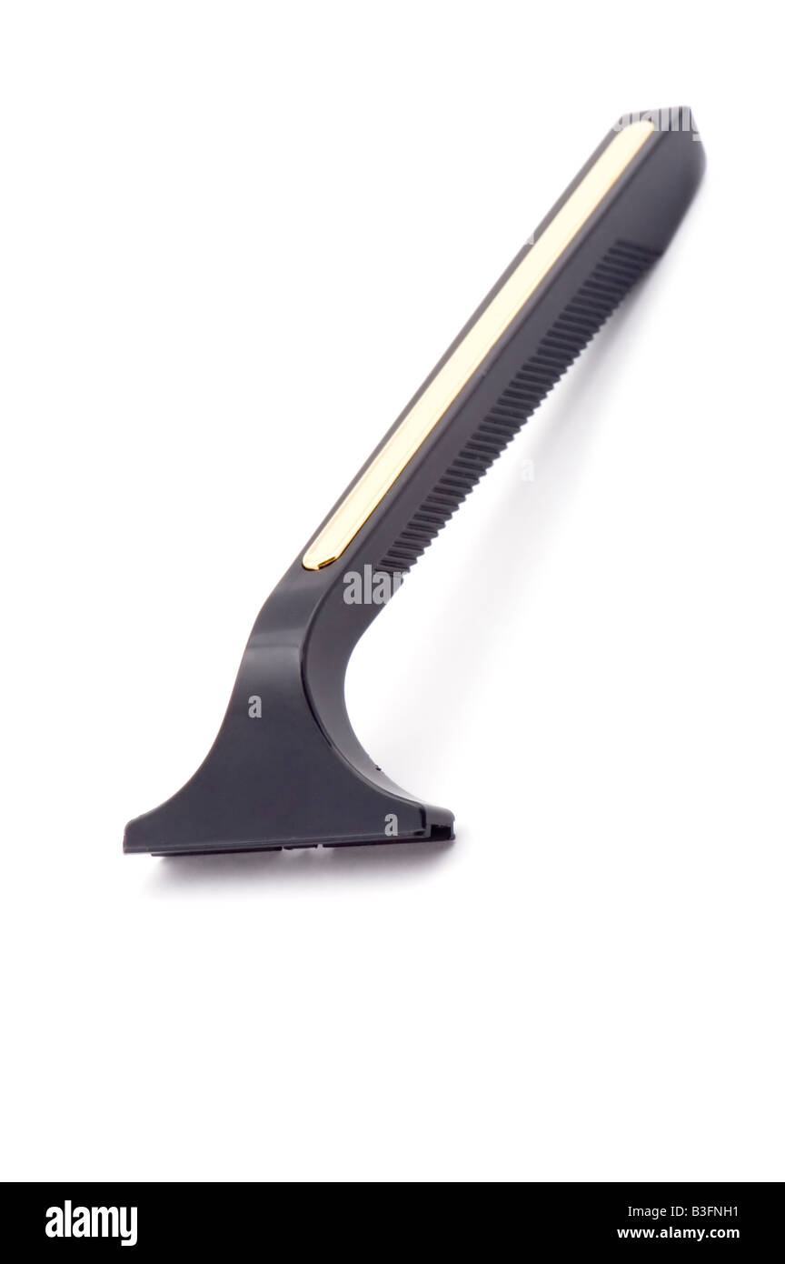 object on white Black safety razor Stock Photo
