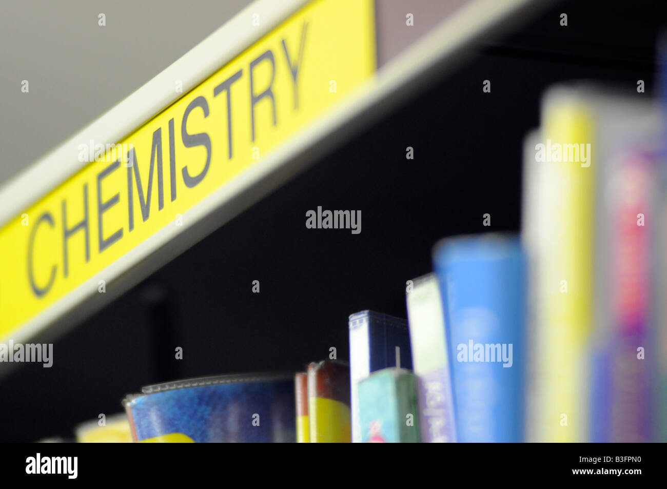 Royalty free photograph of chemistry studies section in college library ...