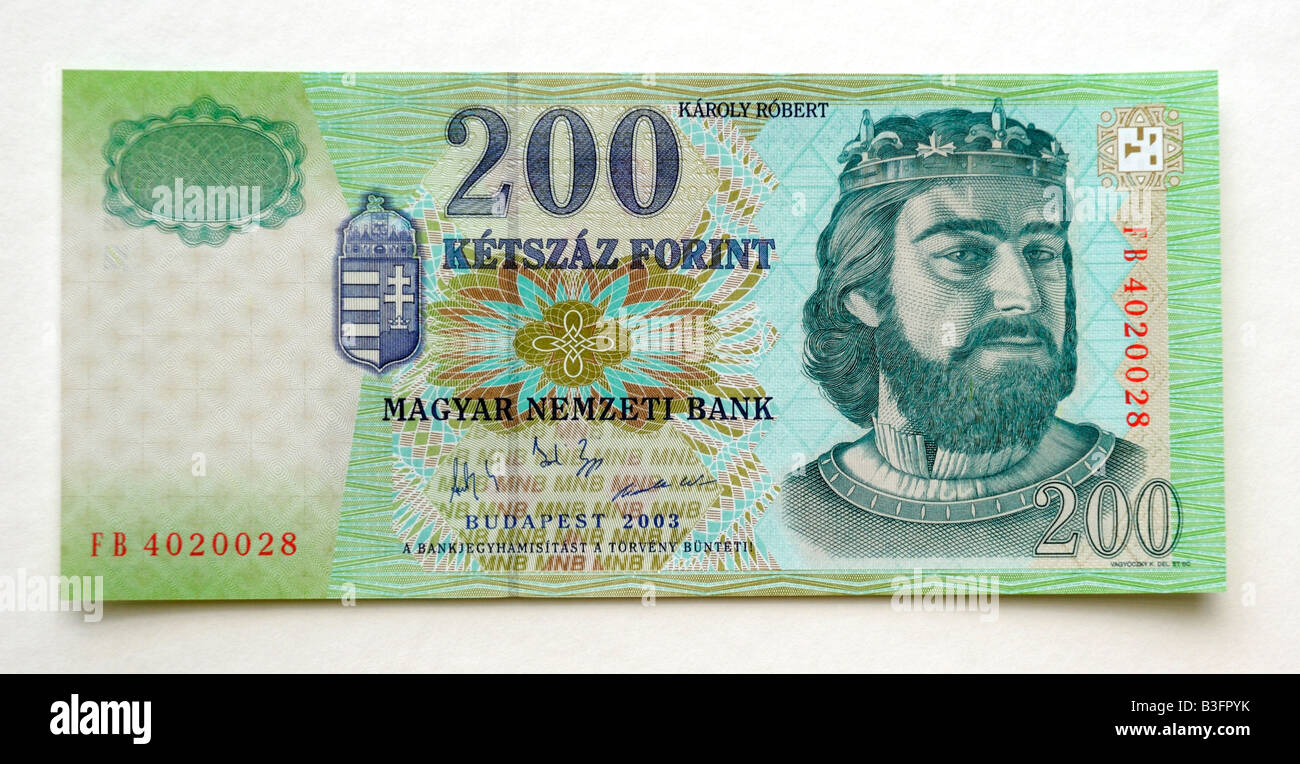 Hungary 200 Two Hundred Forint Bank Note Stock Photo