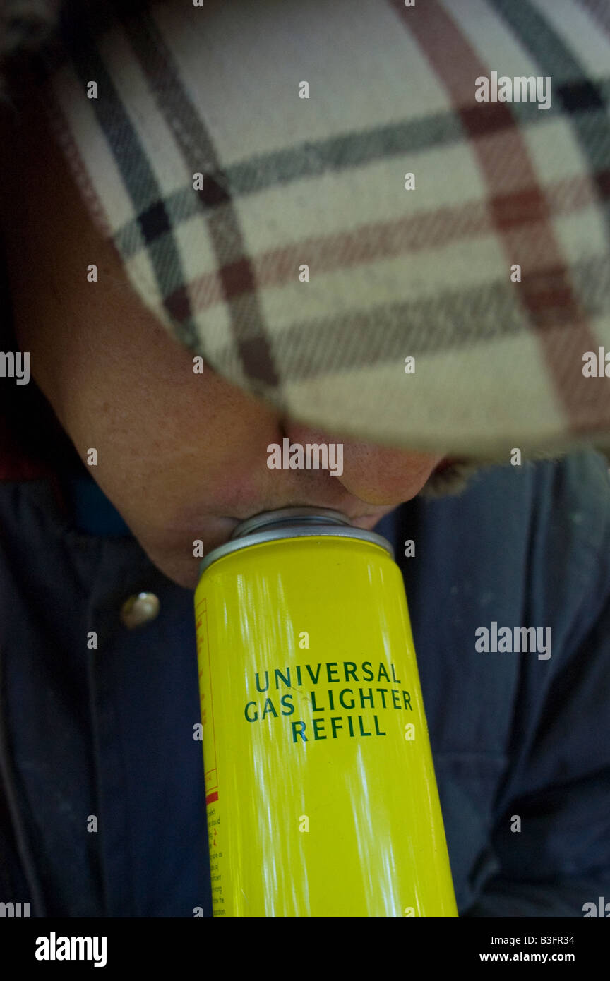 Inhaling gas Stock Photo Alamy