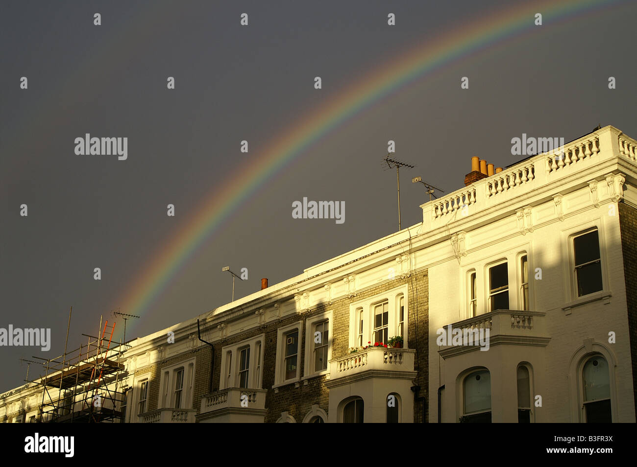 Dramatic, Perfect Rainbow over Chelsea Stock Photo