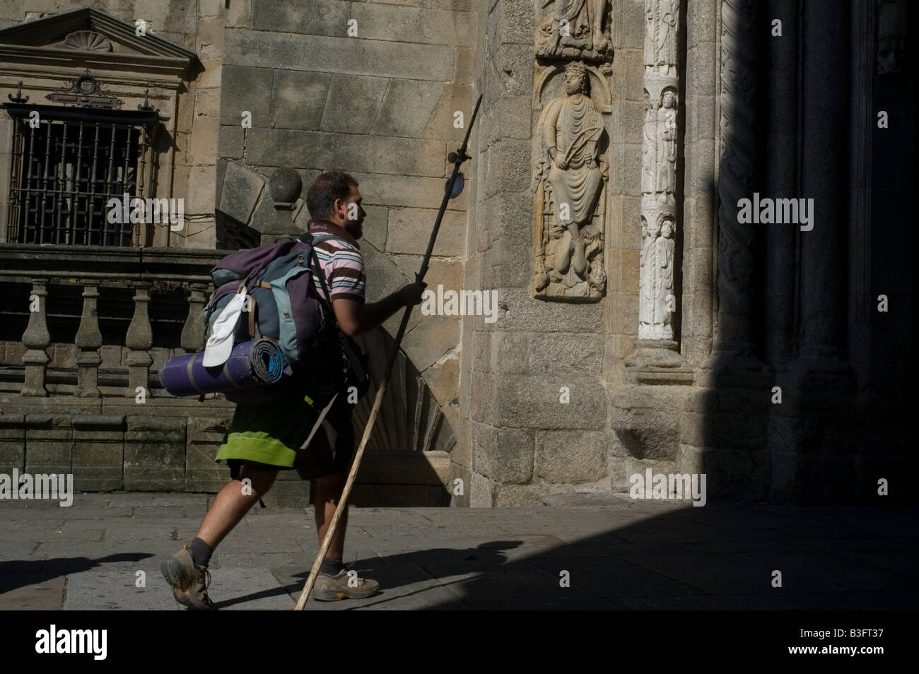 Pilgrims walk in Santiago de Compostela Cathedral WAY OF SAINT JAMES or