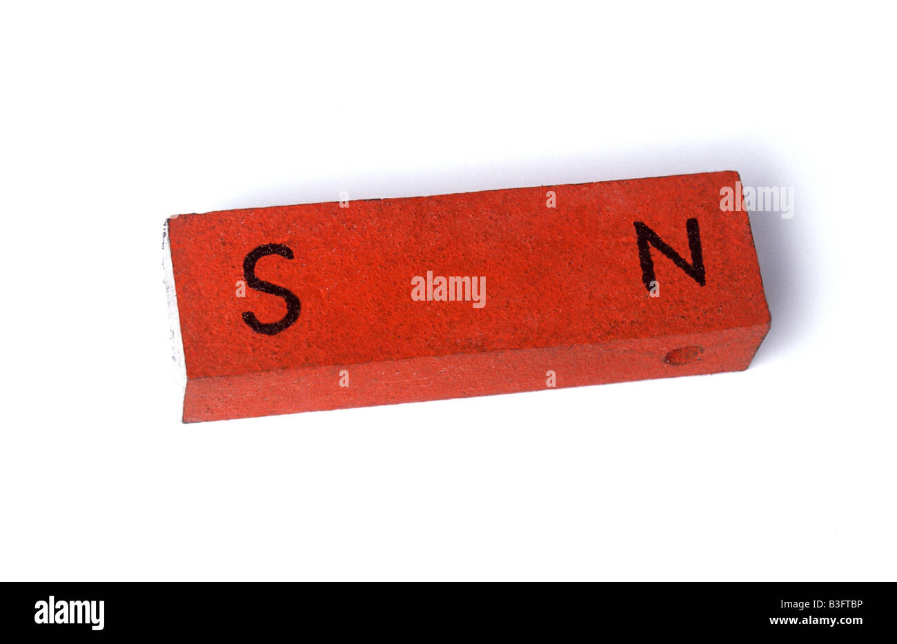 A bar magnet with north and south poles marked Stock Photo