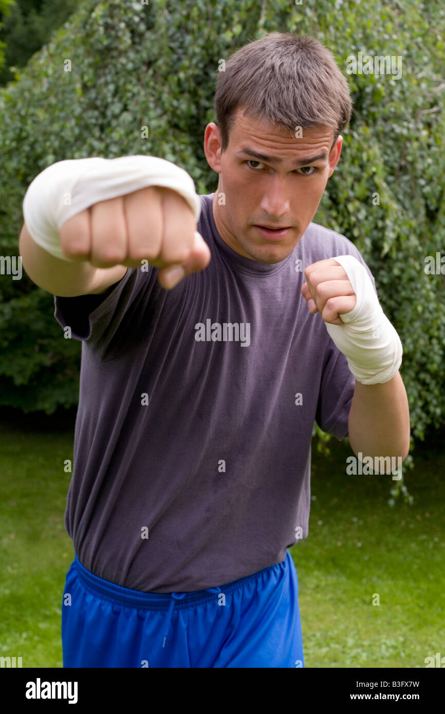 young man fighting Stock Photo