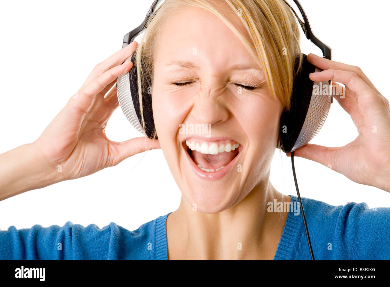 girl with headphones Stock Photo Alamy