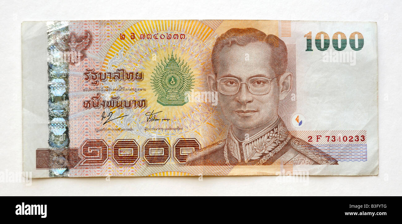 Thailand 1000 One Thousand Baht Banknote Stock Photo