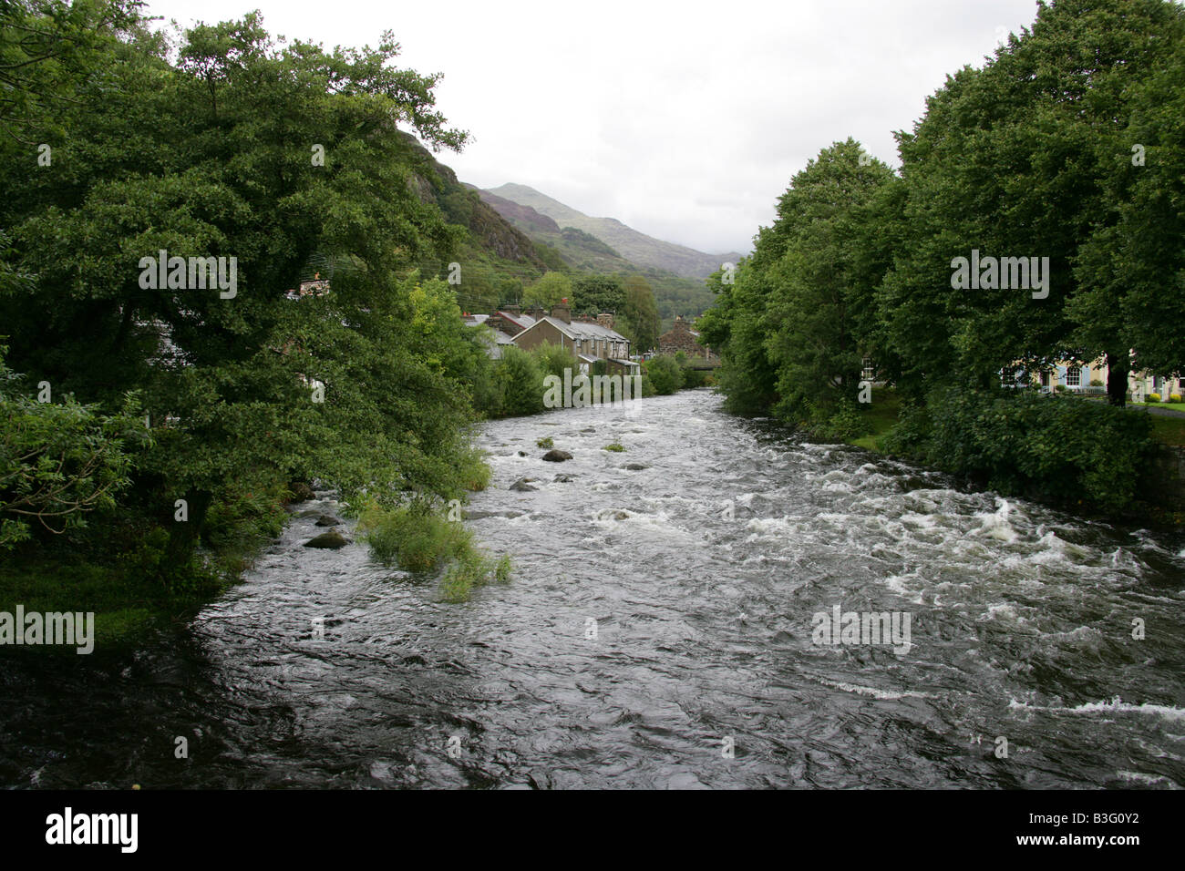The Colwyn River at Beddgelert, Gwynedd, North Wales Stock Photo