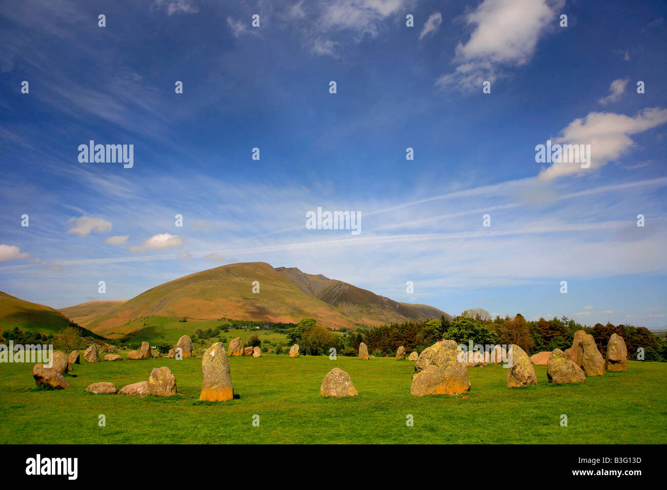 Castlerigg Stone Circle Blencathra Fell Lake District National Park Cumbria England UK Stock Photo
