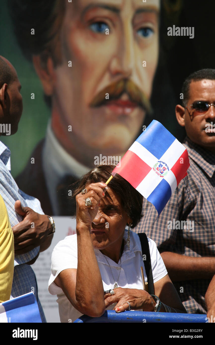 Public waiting for a military parade on the Independence Day in Santo Domingo, Dominican Republic Stock Photo