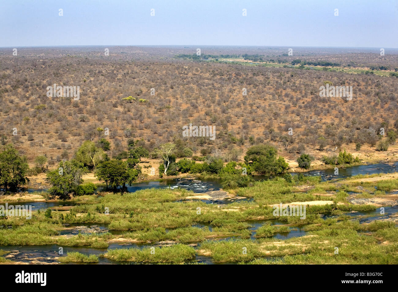 Bushveldt with Olifants River from Olifants Camp in Kruger National Park South Africa Stock Photo