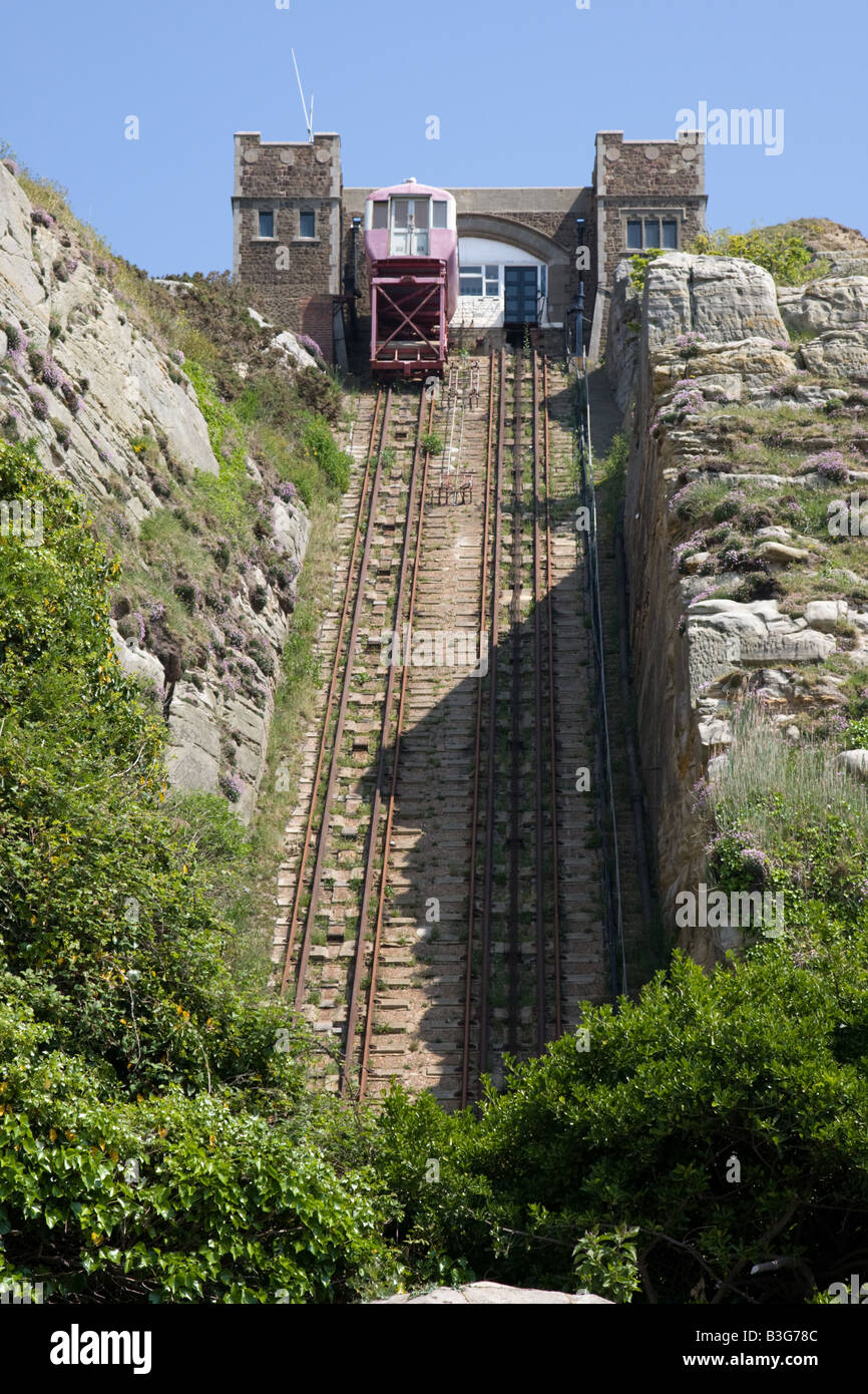 Hastings East Cliff Lift cable car ride Stock Photo