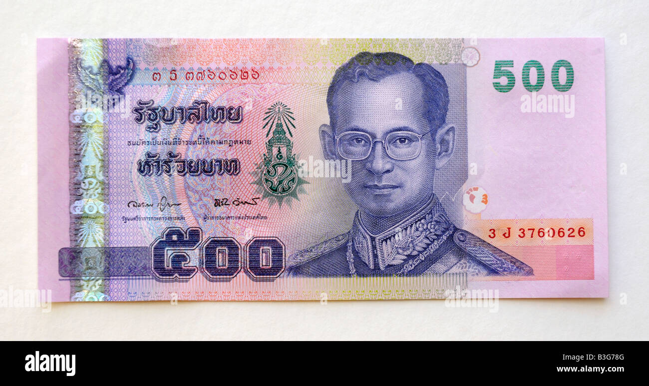 Thailand 500 Five Hundred Baht Banknote Stock Photo Alamy