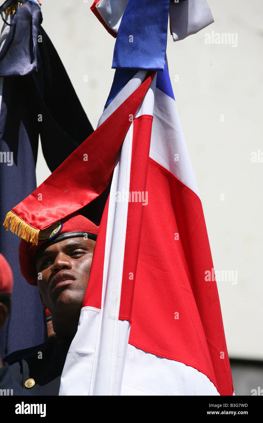 Presidential guard of honour during a parade on the Independence Day in Santo Domingo, Dominican Republic Stock Photo