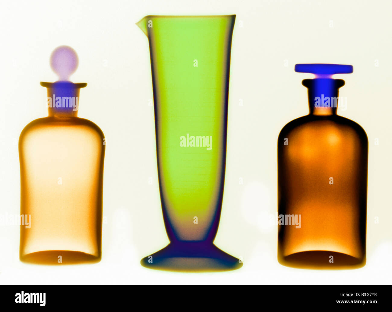 colorized x ray of glassware bottles Stock Photo Alamy