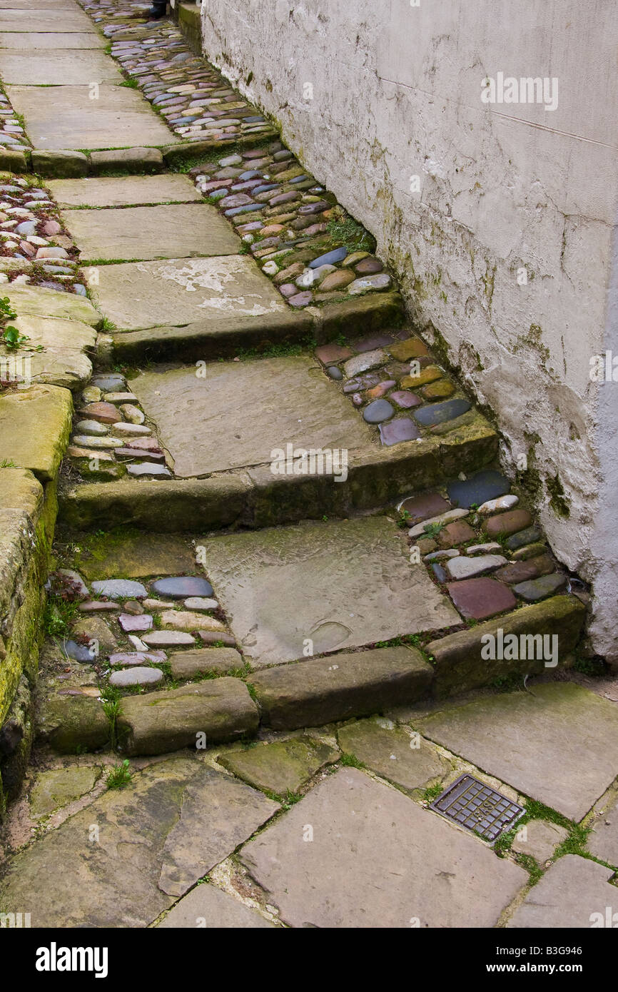 Old stone and cobble steps Stock Photo