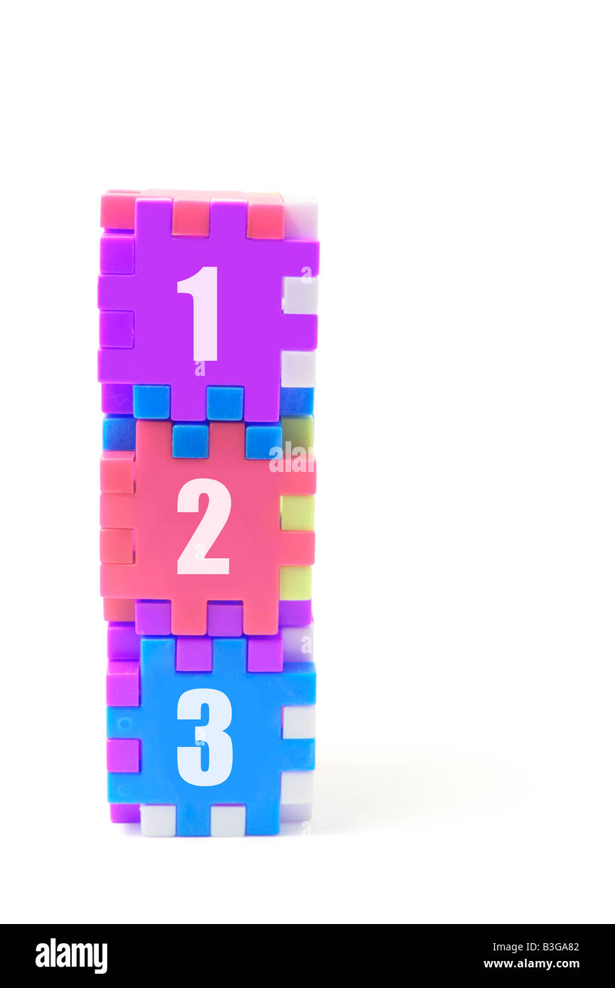 Stack of Number Puzzle Cubes Stock Photo