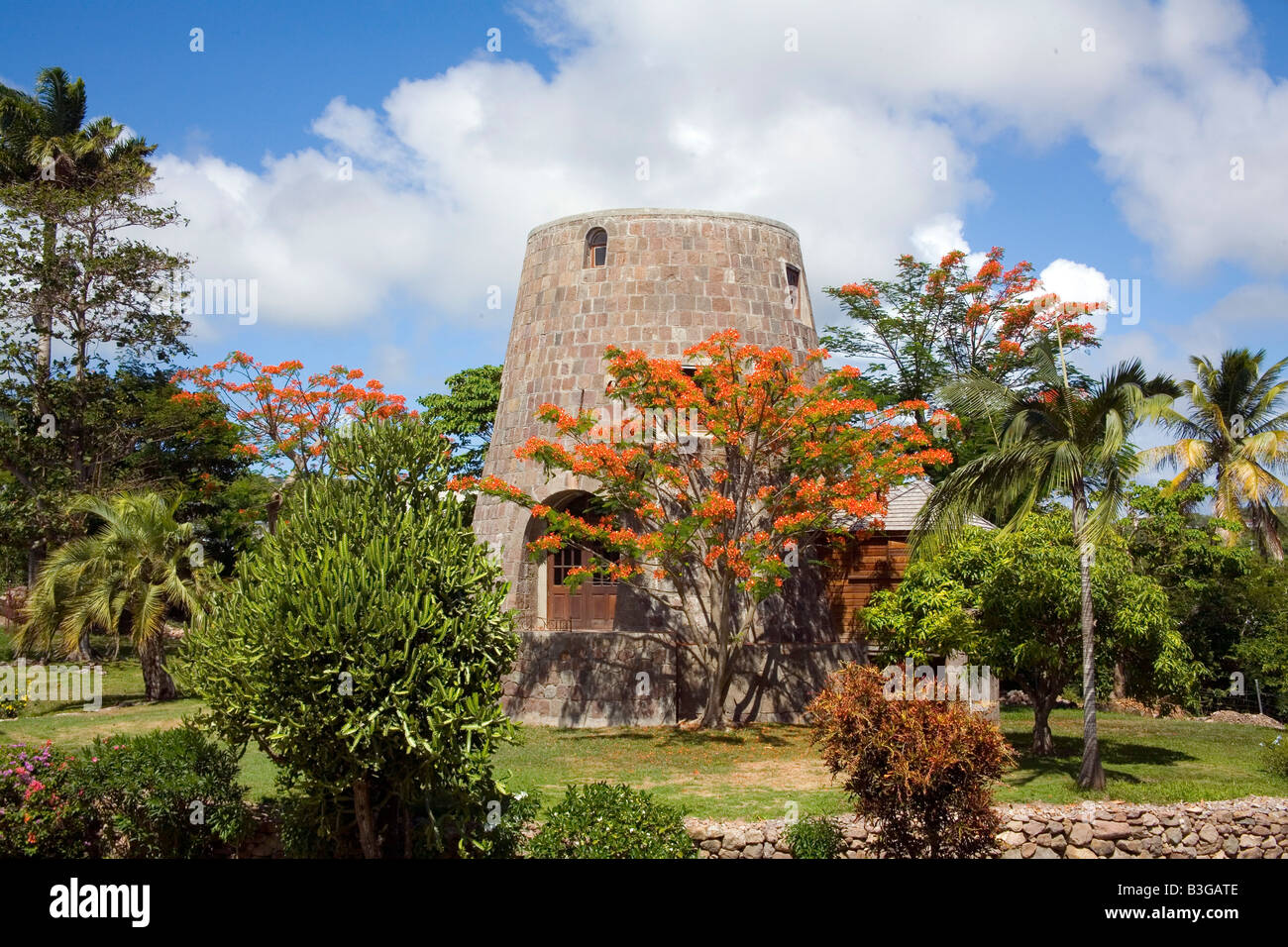 Sugar Mill converted cottage in Nevis in the Caribbean Stock Photo