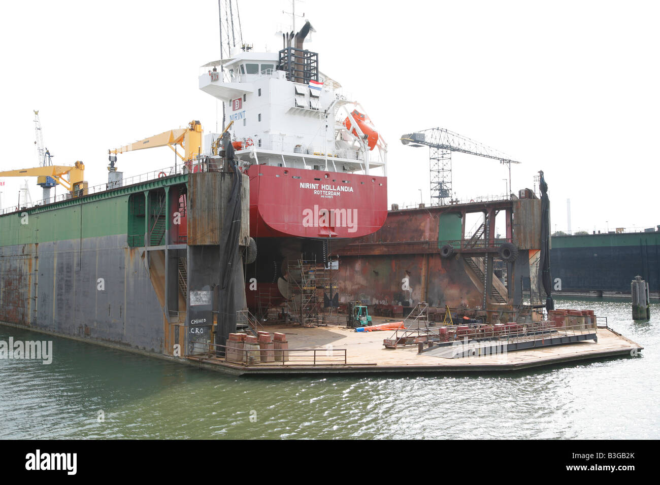 Ship in dry dock, Rotterdam port, Netherlands Stock Photo - Alamy